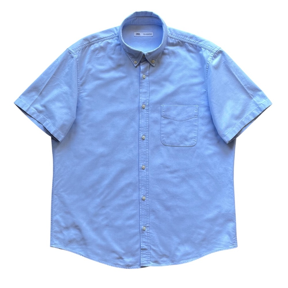Short Sleeved Blue Button down shirt by Zara.  Sz XL.
